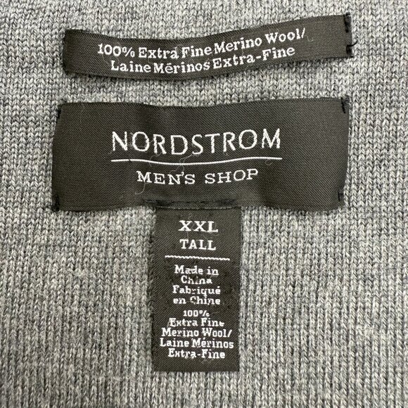 Nordstrom Mens Pullover Sweater 100% Extra Fine Merino Wool Long Sleeve Blue XXL - Picture 4 of 10